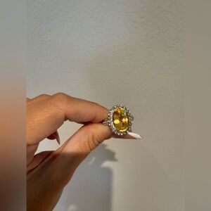 Silver 925 ring with yellow Gemstone from Canary Island (citrine) - pre loved